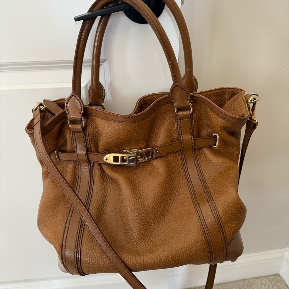 Beautiful Burberry Brown Leather Tote Bag